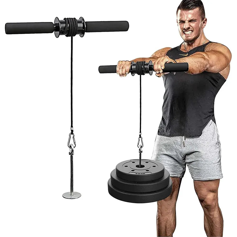 Man training with forearm roller